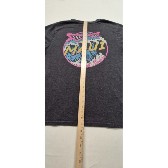 Maui and Son's men's dark gray colorful wave graphic t-shirt sz. Lg two sided - Picture 8 of 11